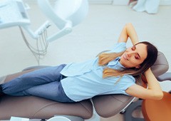 Woman relaxed in the dental chair