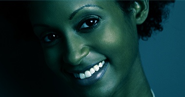 Woman smiling with straight white teeth