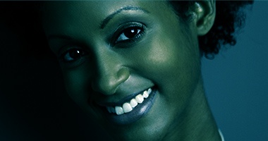 Woman smiling with straight white teeth