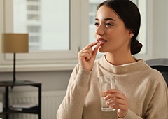 Woman taking a pill